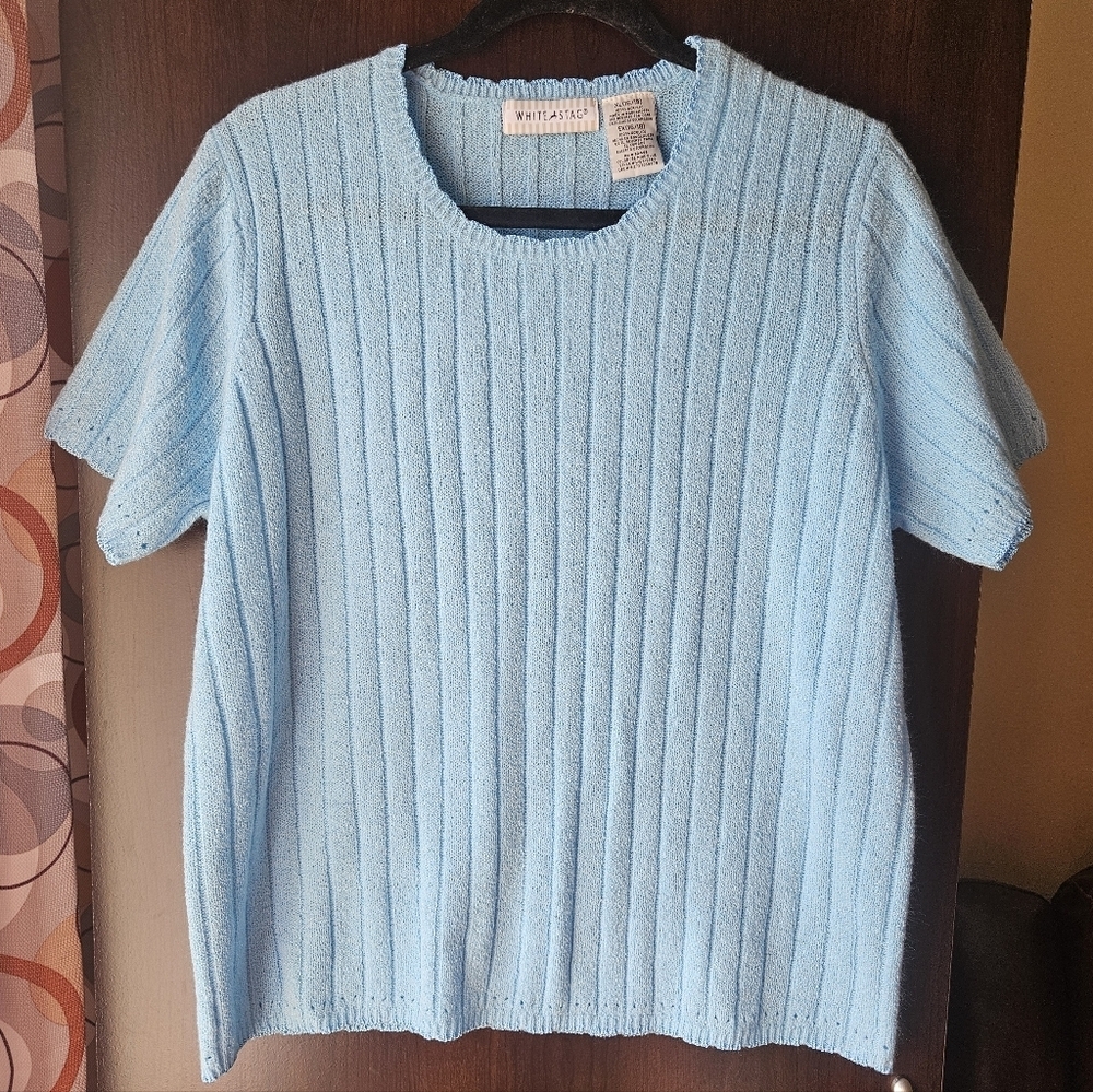 White Stag Sky Blue Knit Top Size XL